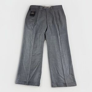 Members Mark Wool Dress Pants Men 38x30 Gray Pleated Made in Italy Super 120 NEW
